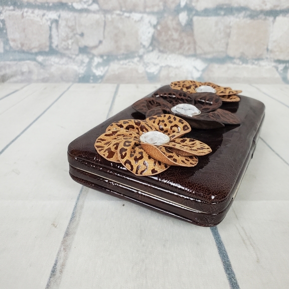 Retro Wallet Clutch Embellished Western Brown - Picture 5 of 14